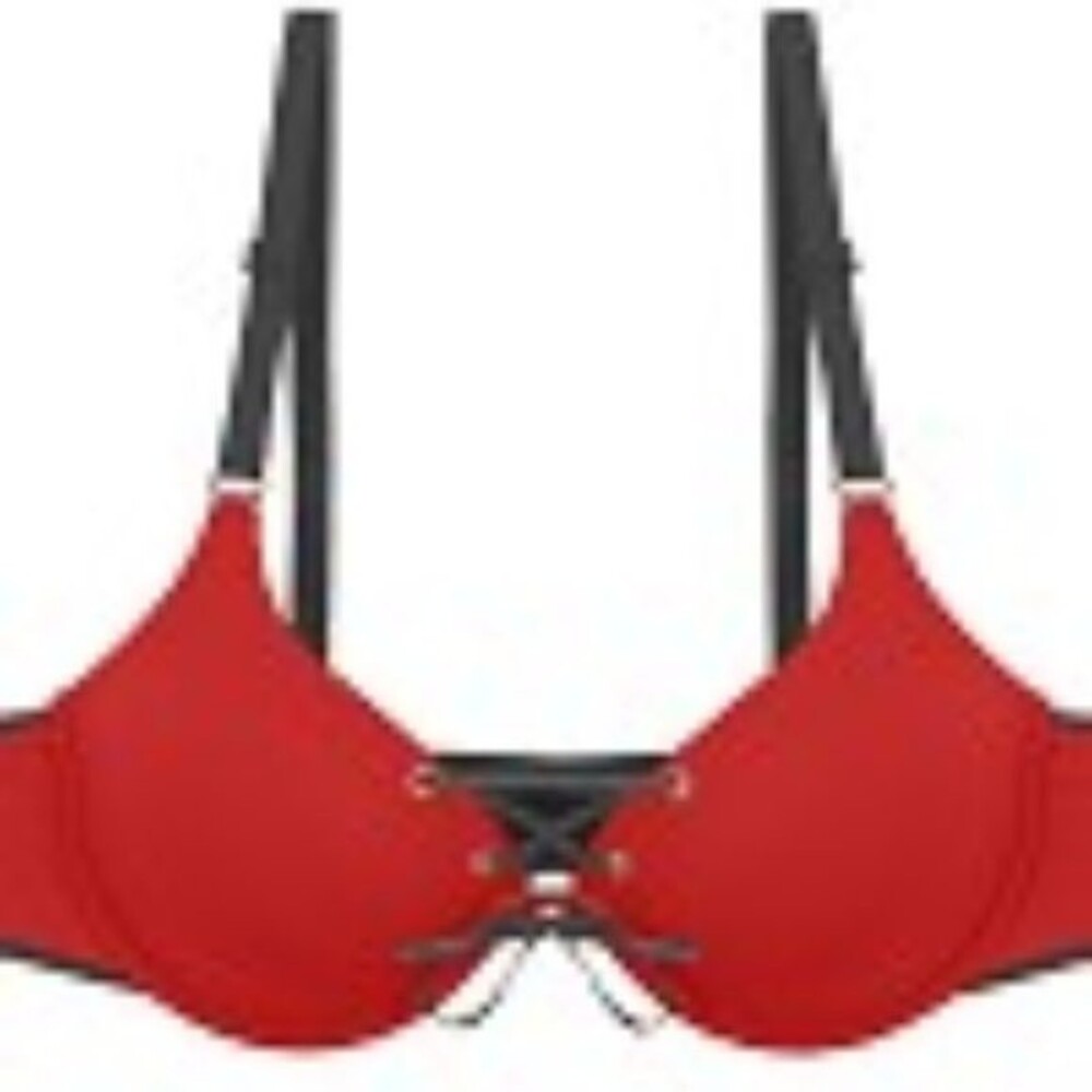 Youmita Goji Berry/Black Two Tone Tie Up 36B Bra NWT